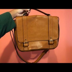 Zara brown faux leather messenger bag
